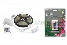 Комплект светодиодной ленты SMD5050-30 LED/м-12 В-7.2 Вт/м-IP65-RGB (5 м), 24 Вт, IR-контроллер TDM