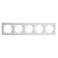 Рамка 5-местная, стекло, STEKKER, GFR00-7005-01М, серия Катрин, белый матовый 49598