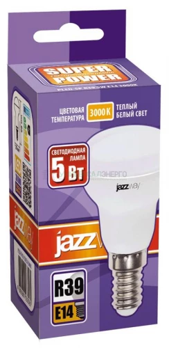 Лампа светодиодная PLED-SP 5Вт R39 3000К тепл. бел. E14 400лм 230В JazzWay 1033581 фото 2