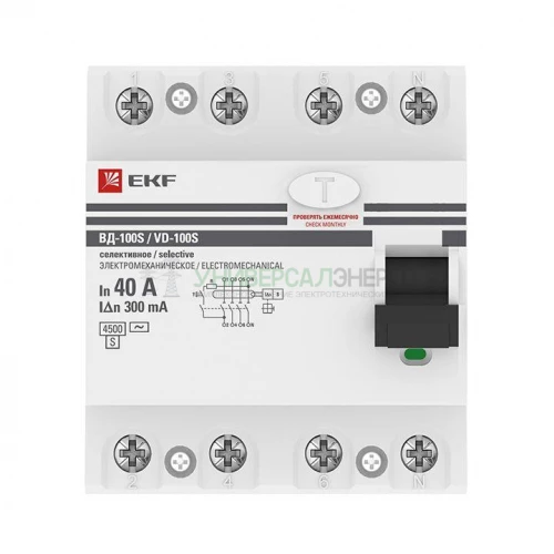 Выключатель дифференциального тока (УЗО) 4п 40А 300мА тип AC ВД-100 (электромех.) PROxima EKF elcb-4-40-300S-em-pro фото 2