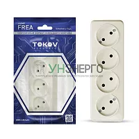 Розетка 4-м ОП Frea 16А IP20 250В без заземл. АБС-пластик беж. TOKOV ELECTRIC TKE-FR-R4-C02