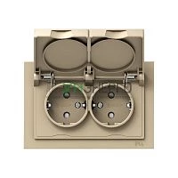 Розетка 2-м СП Эпика 16А IP44 с заземл. защ. шторки с рамкой с крышками механизм шампань EKF UP1-SOC-211-44 Розетка 2-м СП Эпика 16А IP44 с заземл. защ. шторки с рамкой с крышками механизм шампань EKF UP1-SOC-211-44