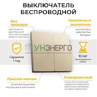 Выключатель беспроводной FERON, TM82, 230V, 500W, двухклавишный, золото 41726