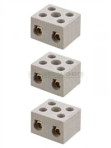 Керамический блок зажимов 30 Ампер 2 пары контактов с крепежным отверстием TDM фото 2