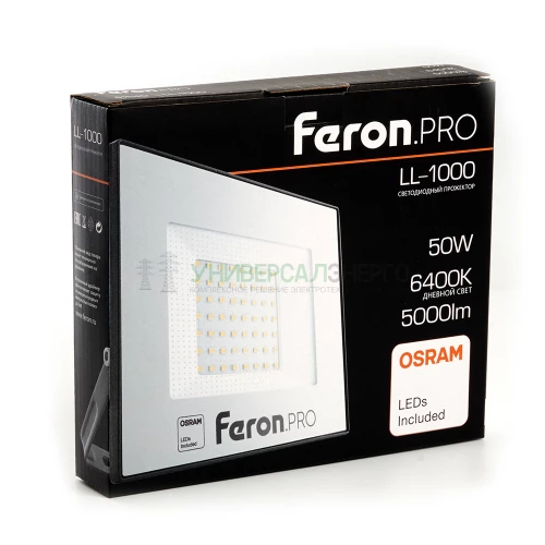 Светодиодный прожектор Feron.PRO LL-1000 IP65 50W 6400K черный 41540 фото 3