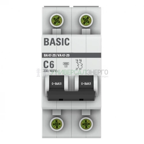 Выключатель автоматический 1п C 6А 4.5кА ВА 47-29 (уп.3шт) Basic EKF mcb4729-1-06C-3 фото 2