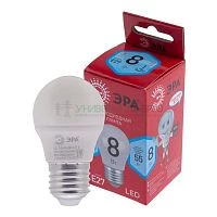Лампа светодиодная RED LINE LED P45-8W-840-E27 R 8Вт P45 шар 4000К нейтр. бел. E27 Эра Б0049645