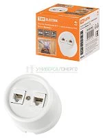 Розетка телефонная RJ11 + компьютерная RJ45 белая «Болонь» TDM