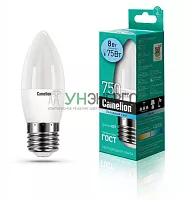 Лампа светодиодная LED8-C35/845/E27 8Вт свеча 4500К бел. E27 750лм 170-265В Camelion 12390