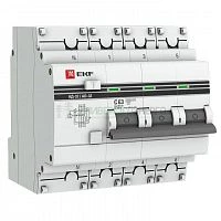Выключатель автоматический дифференциального тока 4п (3P+N) C 63А 300мА тип AC 4.5кА АД-32 защита 270В электрон. PROxima EKF DA32-63-300-4P-pro