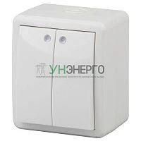 Выключатель 2-кл. ОП Эра Эксперт 10А IP54 11-1405-01 250В 10AX с подсветкой бел. Эра Б0020677 Выключатель 2-кл. ОП Эра Эксперт 10А IP54 11-1405-01 250В 10AX с подсветкой бел. Эра Б0020677