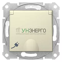 Розетка 1-м СП Sedna 16А IP44 250В с заземл. защ. шторки с крышкой механизм беж. SchE SDN3100347