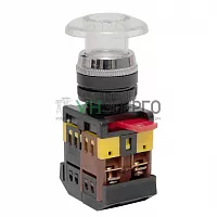Кнопка "Грибок" AELA-22 NO+NC 220В с подсветкой бел. PROxima EKF pbn-aela-1w-220