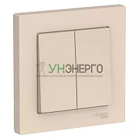 Выключатель 2-кл. СП AtlasDesign 10А IP20 (сх. 5) 10AX в сборе беж. SE ATN000252