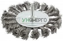 Корщетка тип "колесо" со штифтом стальная витая проволока 100мм MOS 38494М Корщетка тип "колесо" со штифтом стальная витая проволока 100мм MOS 38494М