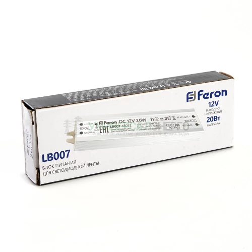 Трансформатор электронный для светодиодной ленты 20W 12V IP67 (драйвер), LB007 FERON 48052 фото 2