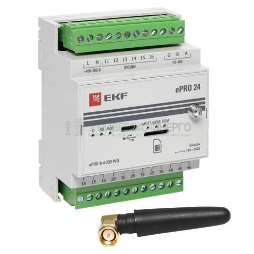 Контроллер базовый ePRO 24 удаленного управления 6вх/4вых 230В WiFi GSM с внешней антенной PROxima EKF ePRO-6-4-230-WG1 фото 11