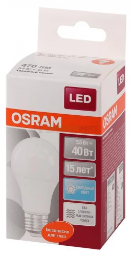 Лампа светодиодная LED Star Classic A 40 5.5W/840 5.5Вт грушевидная матовая 4000К нейтр. бел. E27 470лм 220-240В пластик. OSRAM 4058075086616 фото 3