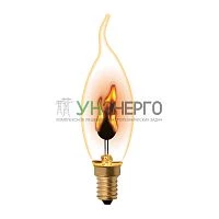 Лампа декоративная IL-N-CW35-3/RED-FLAME/E14/CL с типом свечения "эффект пламени" форма "свеча на ветру" прозр. упак. картон Uniel UL-00002982