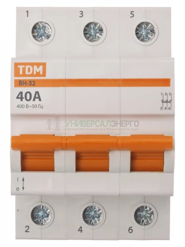 Выключатель нагрузки (мини-рубильник) ВН-32 3P 40A Home Use TDM фото 3