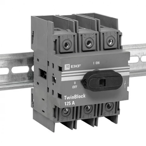 Рубильник 3п 125A c рукояткой управления для прямой установки TwinBlock EKF tb-125-3p-f фото 2