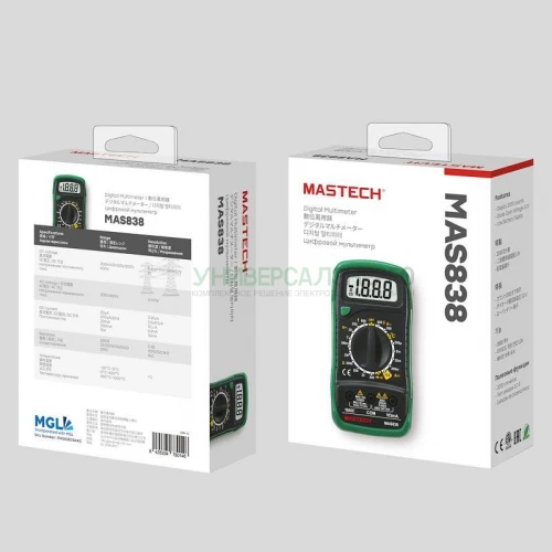 Мультиметр портативный MAS838 в кожухе с прозвонкой и измерением температуры Mastech 13-2008 фото 6
