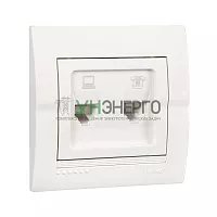 Розетка компьютерная + телефонная 2-м СП Deriy RJ45 + RJ11 IP20 бел. LEZARD 702-0202-143