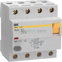 Выключатель дифференциального тока (УЗО) 4п 25А 10мА 6кА тип AC ВД3-63 KARAT IEK MDV20-4-025-010