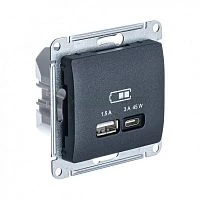 Розетка USB Glossa тип A+C 45Вт QC PD высокоскор. ЗУ механизм антрацит SE GSL000729