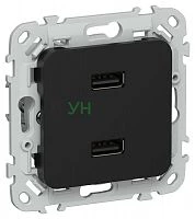 Розетка USB СП FLITE РЮ-2-ФлЧ AA 2.1А механизм черн. IEK FI-U21-D31-K02