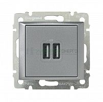 Розетка USB 2-м СП Valena алюм. Leg 770270 Розетка USB 2-м СП Valena алюм. Leg 770270