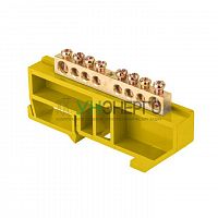 Шина нулевая N 6х9 8 отвер. латунь желт. изолятор на DIN-рейку PROxima EKF sn0-63-08-dz