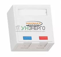 Розетка 2 порта кат.6 (класс E) 250МГц RJ45/8P8C FT-TOOL/110/KRONE T568A/B неэкран. со шторками бел. NIKOMAX NMC-WO2UE2-FT-ST-WT