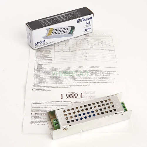 Трансформатор электронный для светодиодной ленты 36W 12V (драйвер), LB009 48007 фото 6