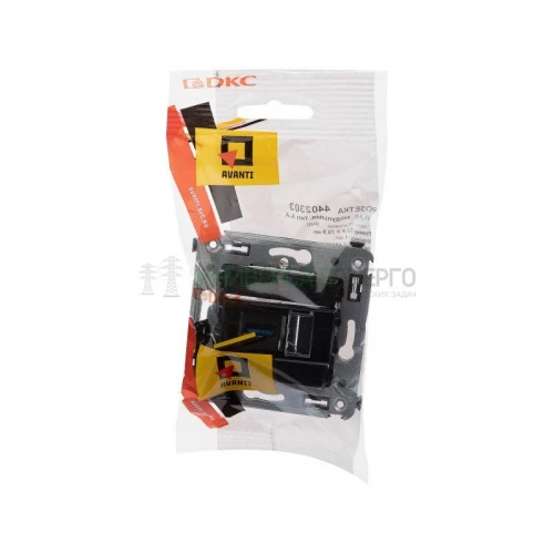 Розетка USB 3.0 1-м СП Avanti "Черный квадрат" тип А-А DKC 4402303 фото 5