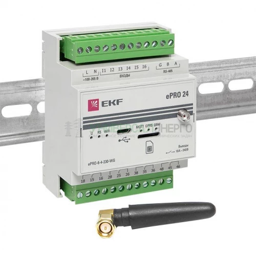 Контроллер базовый ePRO 24 удаленного управления 6вх/4вых 230В WiFi GSM с внешней антенной PROxima EKF ePRO-6-4-230-WG1 фото 12