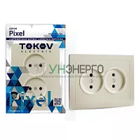 Розетка 2-м СП Pixel 16А IP20 без заземл. в сборе беж. TOKOV ELECTRIC TKE-PX-R2F-C02