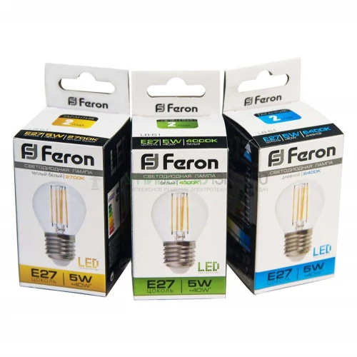 Лампа светодиодная Feron LB-61 Шарик E27 5W 4000K 25582 фото 2