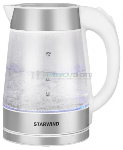 Чайник SKG2011 1.7л. 2200Вт (стекло)бел./серебр. STARWIND 1396680 фото 2