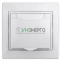 Розетка 1-м СП Plano 1-203-01 16А IP20 250В 2P+E Schuko защ. крышка бел. Intro Б0053889