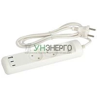 Удлинитель электрический U-3-1.5m-USB-W 3 розетки + 3xUSB A+C 1.5м 10А бел. Эра Б0069075