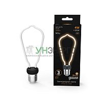 Лампа светодиодная филаментная Black Filament 4Вт ST64 матовая 2700К тепл. бел. E27 330лм GAUSS 1005802104 Лампа светодиодная филаментная Black Filament 4Вт ST64 матовая 2700К тепл. бел. E27 330лм GAUSS 1005802104