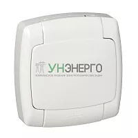 Розетка 1-м СП Рондо 16А IP44 250В с заземл. защ. шторки с крышкой бел. SchE RS16-126B-BI