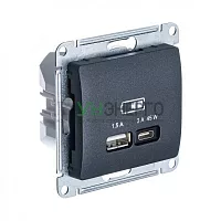 Розетка USB Glossa тип A+C 45Вт QC PD высокоскор. ЗУ механизм антрацит SE GSL000729