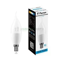 Лампа светодиодная Feron LB-770 Свеча на ветру E14 11W 6400K 25952