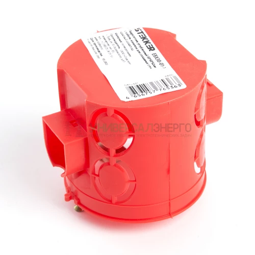 Подрозетник углубленный STEKKER EBX30-01-1 с кабель-каналом для сплошных стен, красный 49002 фото 4