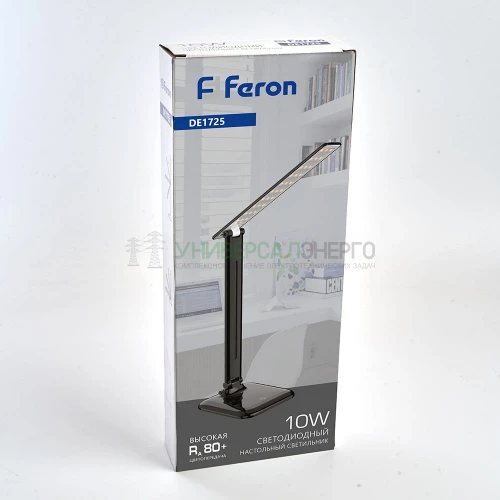 Настольный светодиодный светильник Feron DE1725 10W, 4000K, 100-240V, черный 29860 фото 3