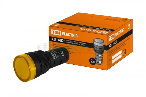 Лампа AD-16DS(LED)матрица d16мм желтый 12В AC/DC TDM