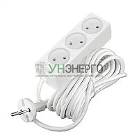Удлинитель 3х5м без заземл. 10А IP20 2.2кВт ПВС 2х0.75 бел. DOMTOK 2372