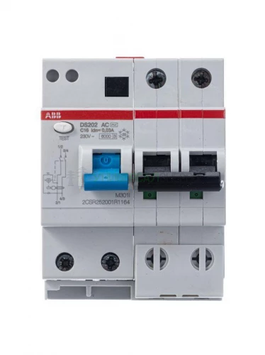 Выключатель автоматический дифференциального тока 2п C 16А 30мА тип AC 6кА DS202 4мод. ABB 2CSR252001R1164 фото 4